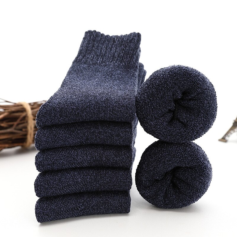 S010 Brand 5pcs/ pack navy blue grey brown Casual Breathable winter warm Male Socks men's Cotton Socks: navy 5 pcs