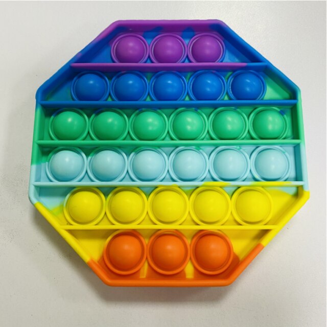 Push Bubble pop it Autism Fidget Toys Special Needs Stress Reliever Helps Relieve Stress and Increase Focus Soft Squeeze Toy: Octagon-Rainbow