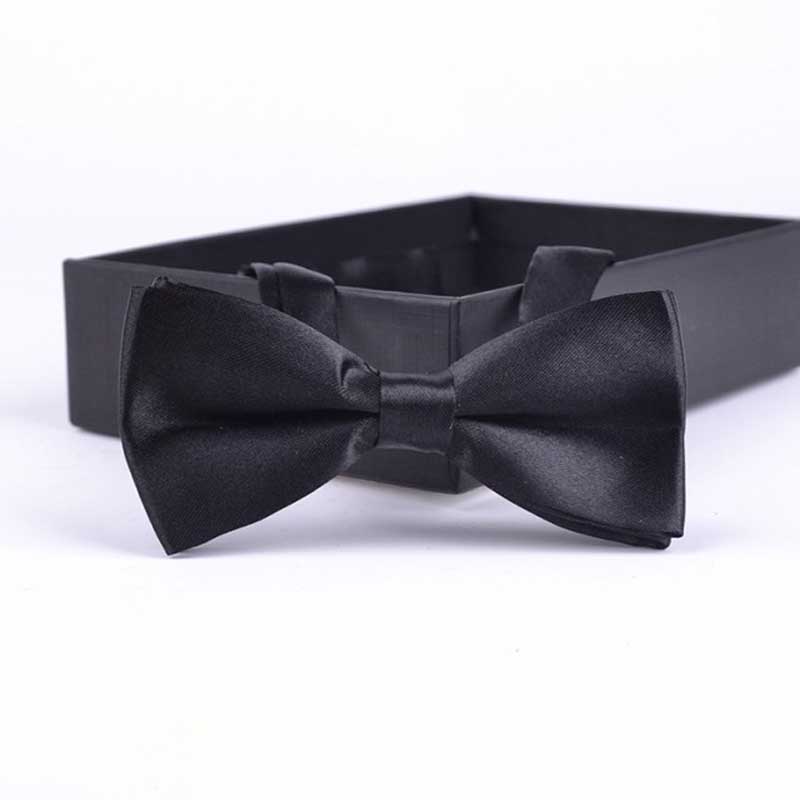 Solid Parent-Child Bow tie Charming Kids Pets Adult Family Butterfly Satin Party Dinner Wedding Cute bow tie Accessory: Kid Black