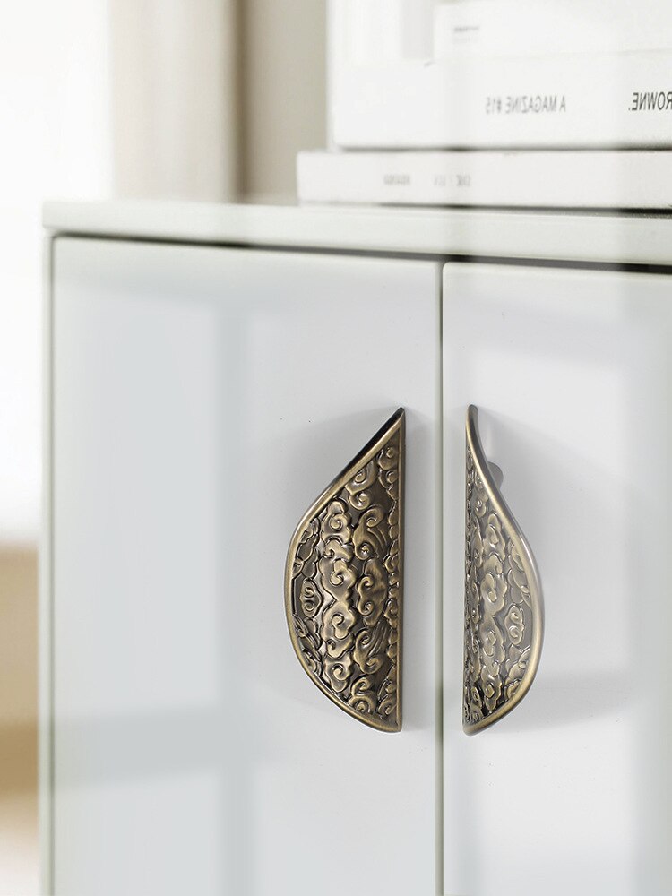 Antique Chinese Drawer Pulls Curve Cabinet Door Handles Kitchen Cupboard Pulls and Knobs Drawer Decoration Furniture Hardware