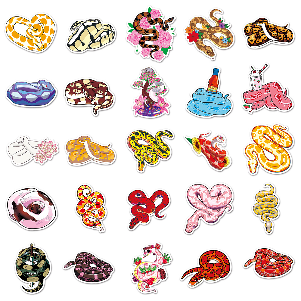 Autocollants waterproof motif serpent drôle pour enfant, stickers de dessin animé, mignon, graffiti, pour bagages, ordinateur portable, skateboard, vélo, jouets, 10/30/50 pièces