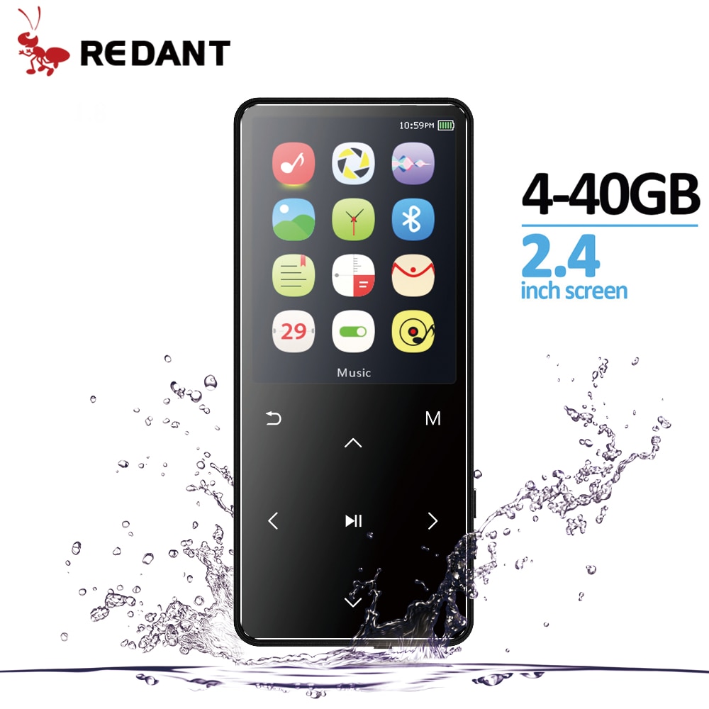 REDANT MP4 player bluetooth with speaker mp3 mp4 music player portable mp 4 media slim 2.4 screen touch keys fm radio video MP-4