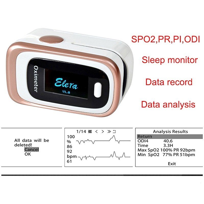 Oxímetro Digital Oled portátil SPO2 PR PI 8 horas monitor De sueño oxímetro De oxígeno en sangre con estuche