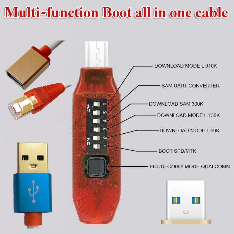 UMF Alle Boot Kabel (EENVOUDIG SCHAKELEN) Micro USB RJ45 All in One Multifunctionele Boot Kabel edl kabel
