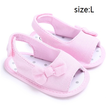 Sandalias de verano para niña con lazo para recién nacido, zapatos informales de princesa para exteriores, suela suave antideslizante para 0-12 meses: Pink L
