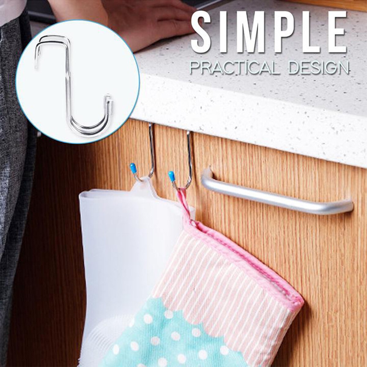 4Pcs S Shape Over The Door Double Hook Dual Cabinet Closet Hanging Hook for Home Bathroom Kitchen Cabinet Door
