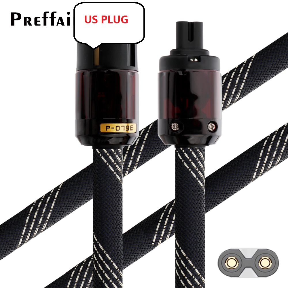C7 HiFi Power Cable, Figure 8 Audiophile Power Cord, EU US AC Mains Cord with Pure Copper Conductor and Power Plug: Other / <=0.5m