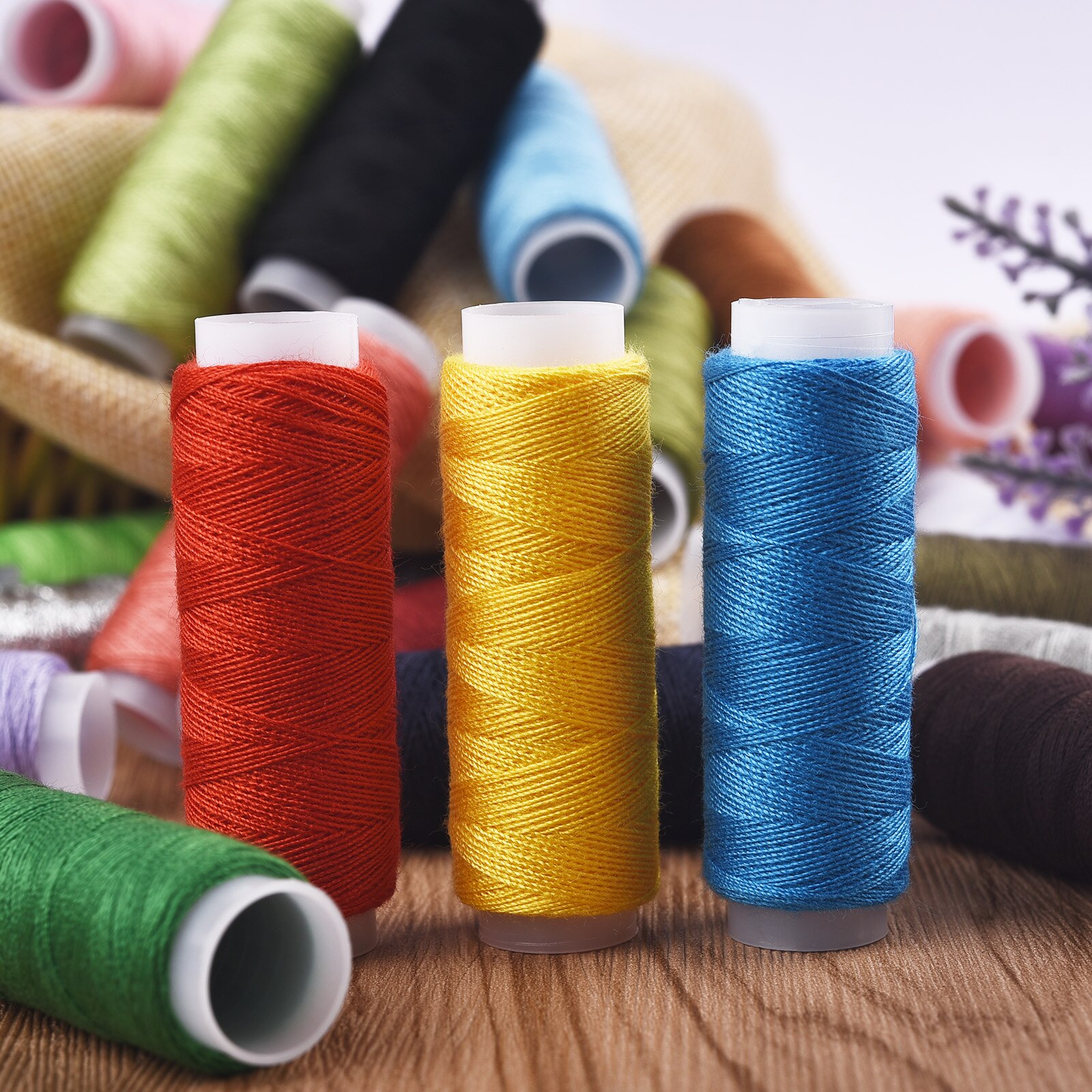 24/30/38/39Pcs Mixed Colors Polyester Yarn Sewing Thread Roll Machine Hand Embroidery 160 Yard Each Spool For Home Sewing Kit