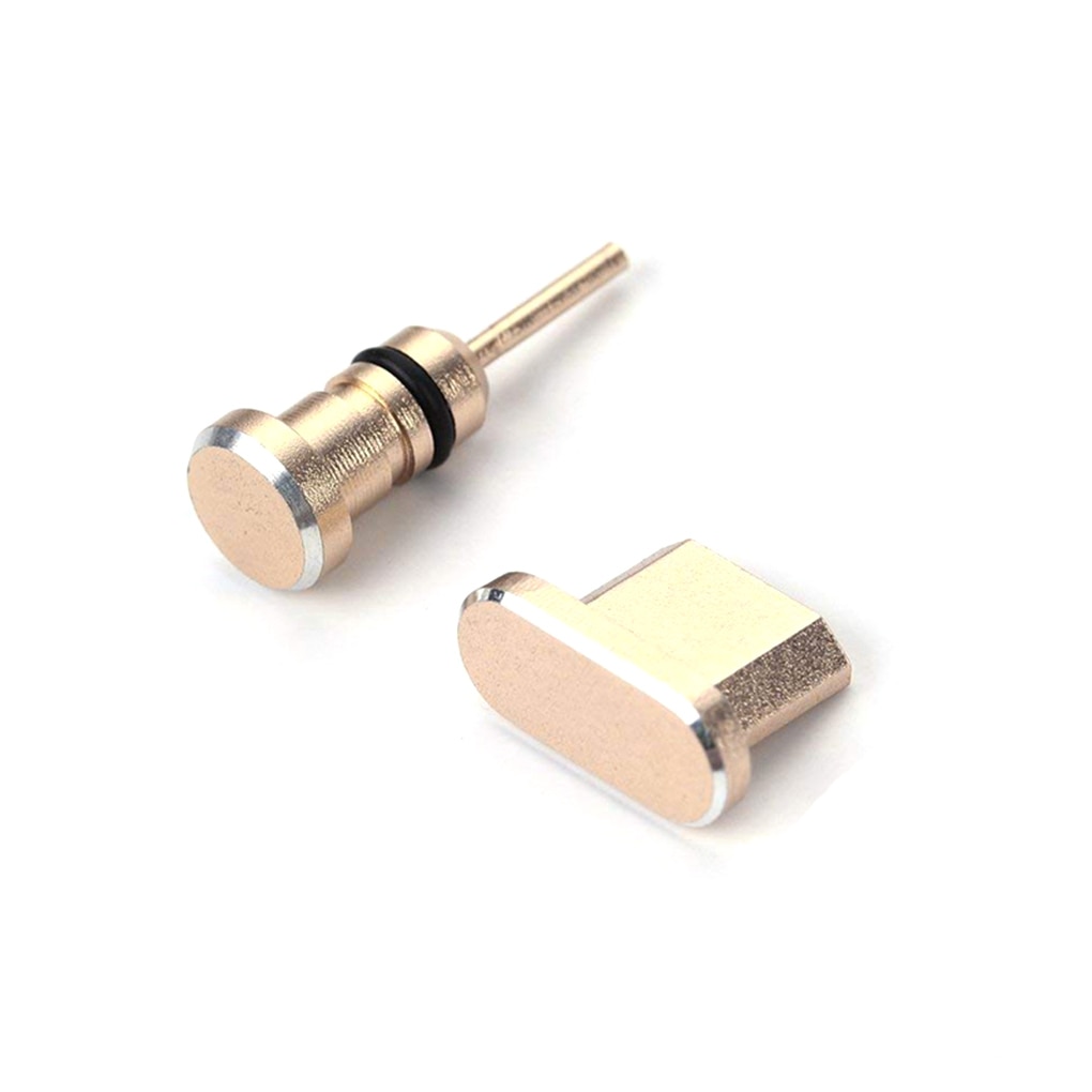2PCS/Set Metal Charging Port + Earphone Port Dust Plug Replacement for Android Mobile Phone 3.5mm Headset Stopper