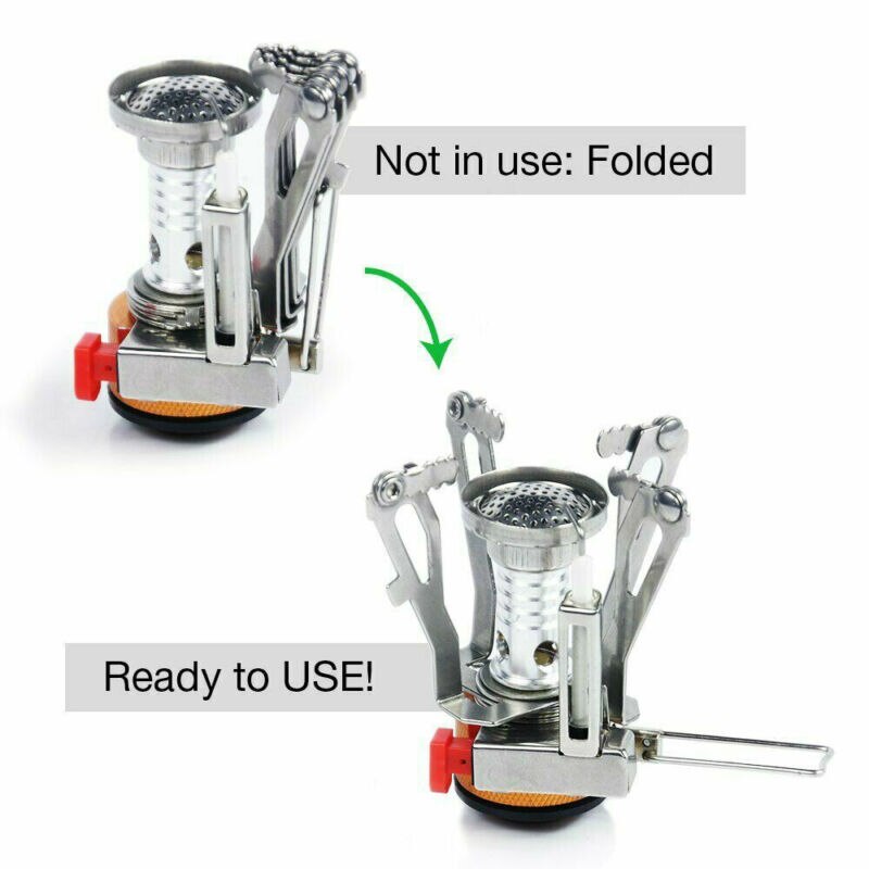 Portable Outdoor Mini Stove Gas Burner Camping Picnic Foldable Piezo Ignition