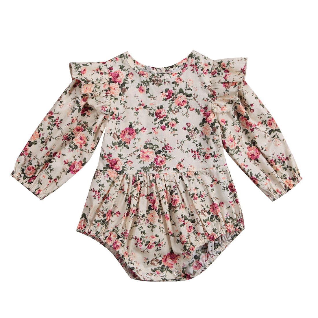 Ruffled Long sleeve Floral Rompers for Baby Girl