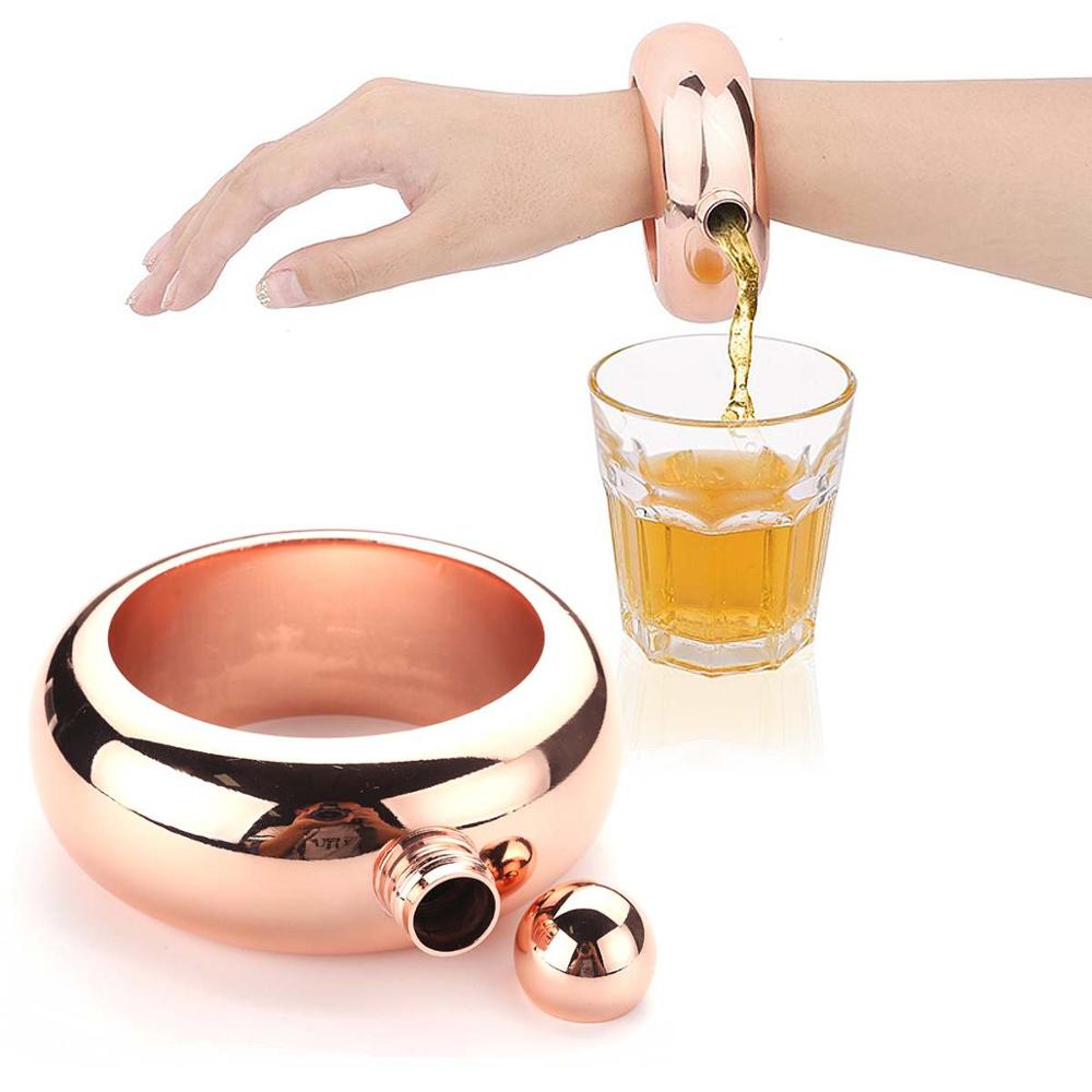 Rustfrit stål armbånd armbånd hofteflaske alkohol whisky spiritus grydeholder drinkware smykker