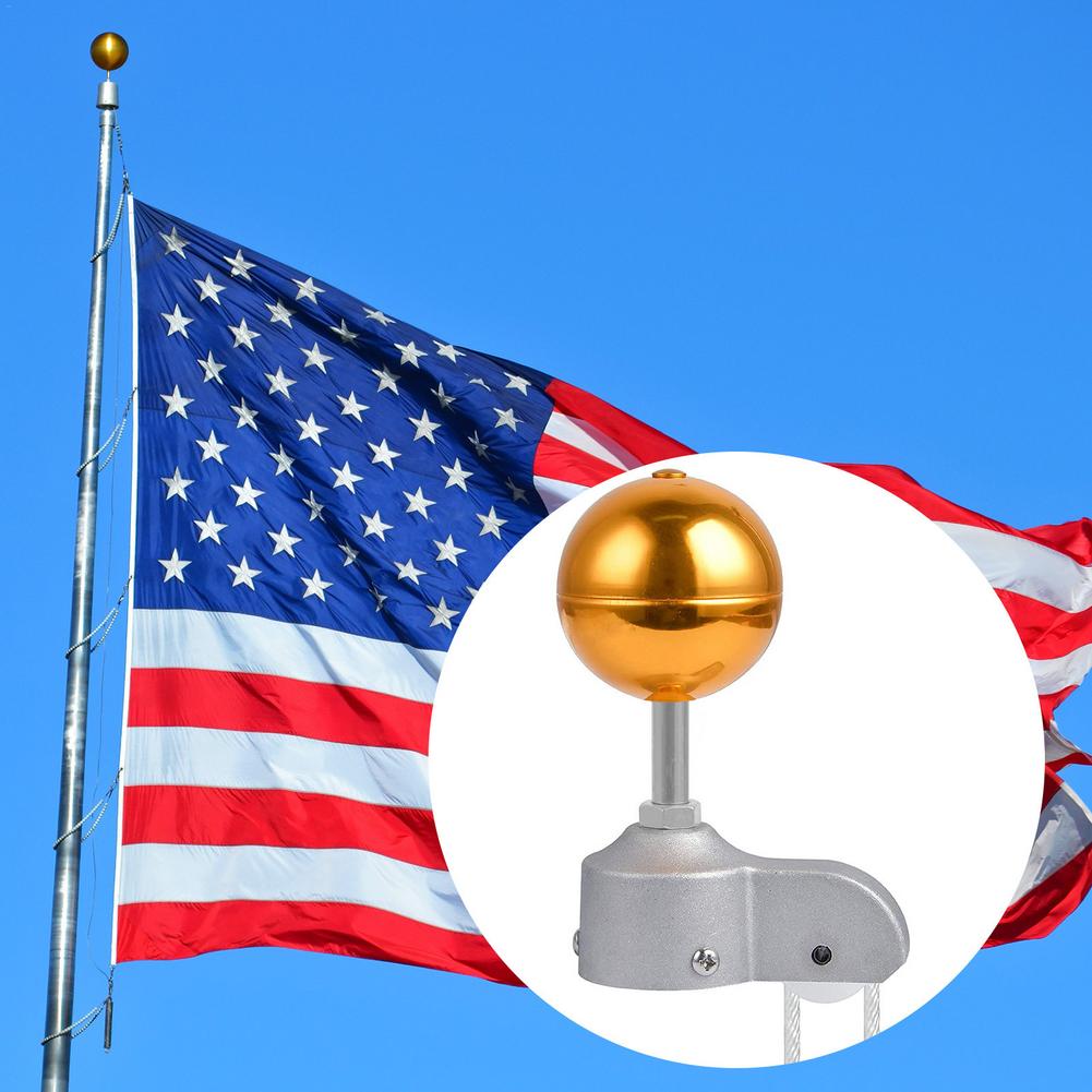 Flag Pole Parts Repair Kits Topper Gold Ball+Cleat Hook+Swivel Snap Hooks+Nylon Parachute Cord Flagpole Pulley Truck Accessories