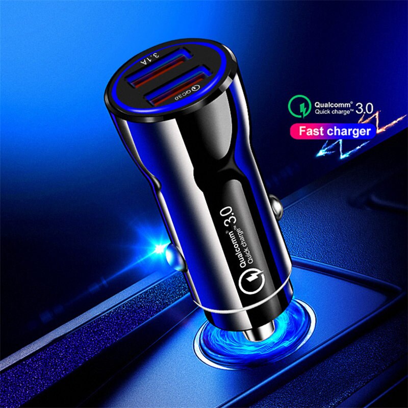 Tquq 2 Poort Snelle Usb Car Charger Quick Charge 3.0 Auto Opladen Hoofd Met Led Licht Voor Xiaomi Iphone Samsung huawei