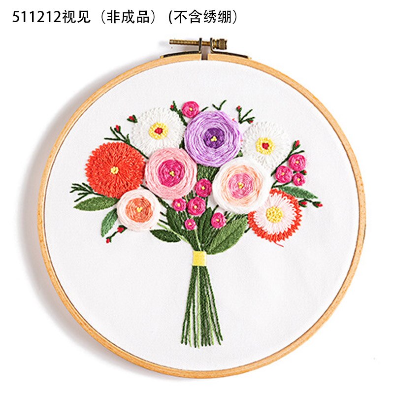 Gör-det-själv broderi kit blombukett mönster hantverk korsstygn material paket set dekor broderi båge sytillbehör: 511212