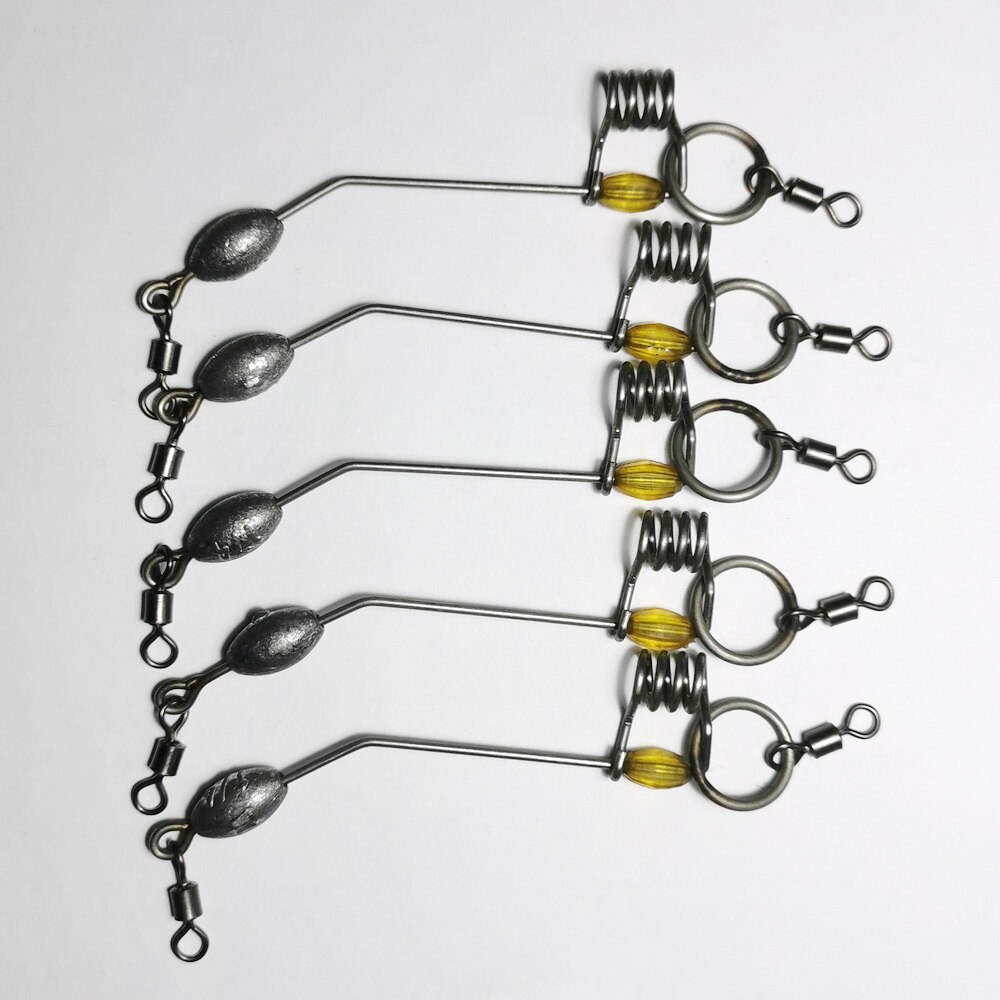 5 X Fishing Rig sea fishing Non Return Live Bait Slider Beach Rock: Brown