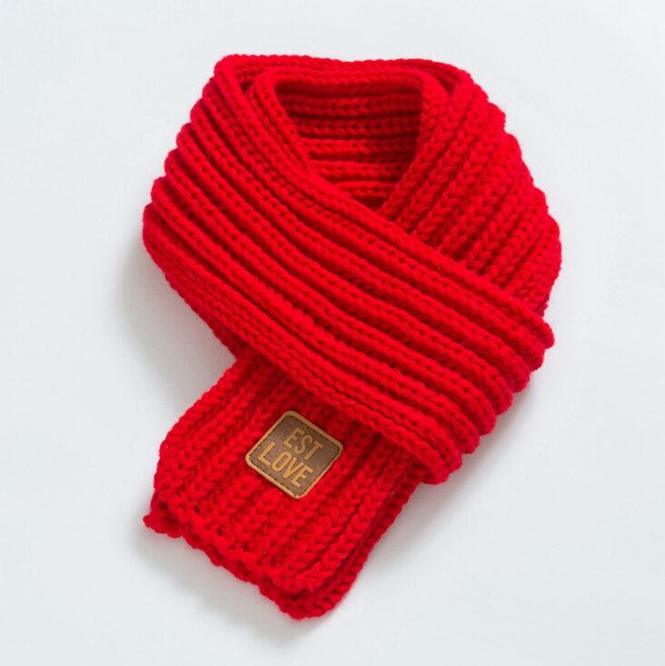 Winter warme baby gebreide sjaal kinderen jongens meisjes breien effen sjaal halskraagwarmer sjaals accessoires: Rood