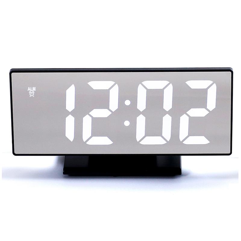 Horloge numérique de Table avec miroir | Miroir numérique, horloge électronique multifonction, affichage de nuit, alarme, horloge de bureau, Despertador: E
