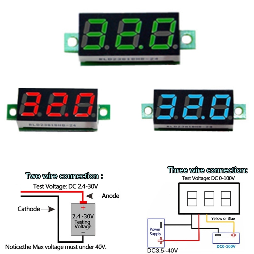 Mini Digitale Voltmeter Voltage Tester Meter 0.28 Inch 2.5V-30V Led Scherm Elektronische Onderdelen Accessoires Digitale Voltmeter