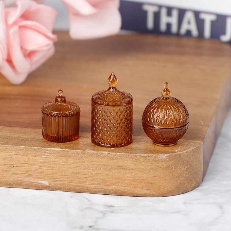 3Pcs/set 1:12 dollhouse miniature doll accessories toy for transparent candy jar: Dark Khaki