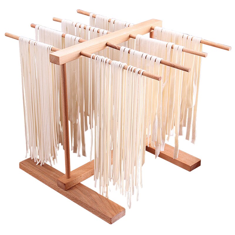 8 rækker træ nudler spaghetti tørrestativ håndlavet nudel pasta tørrestativ hængende holder køkken opbevaringsstativ
