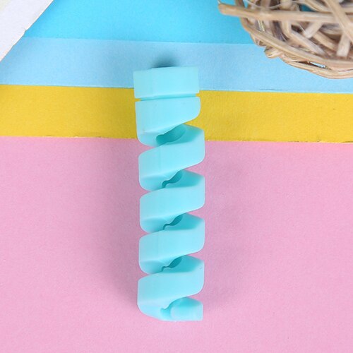 Protector de silicona para cables, enrollador de Cable de silicona, cubierta organizadora para Apple iphone, Cargador USB Cable, 4 Uds.,: 4pcs blue