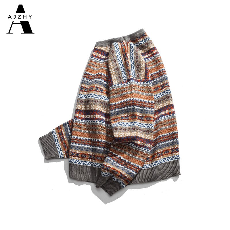 Jerséis Folk personalizados para hombre, jerséis de de otoño para hombre, suéter Vintage de cuello redondo, ropa de vestir, camisas para hombre