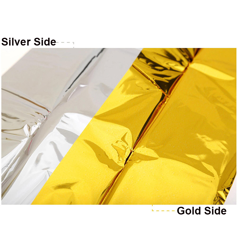 Manta térmica dorada/plateada para emergencias y supervivencia, mantas para acampar para exteriores, senderismo, maratones, conducción para todo tipo de clima