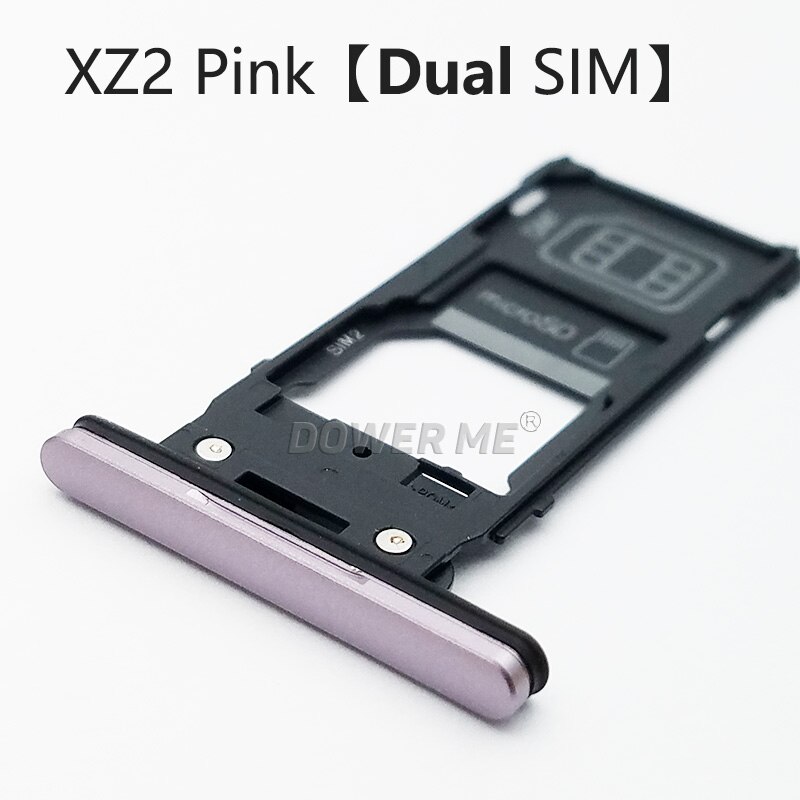 Dower ja pojedynczy podwójny czytnik kart pamięci MicroSD gniazdo tacy Sim dla Sony Xperia XZ2 H8216 H8266 H8276 H8296 5.7": różowy Dual SIM