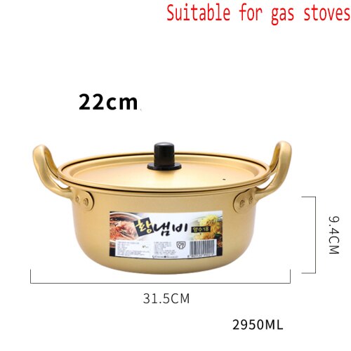 Ensemble de pots à soupe or en alliage d'aluminium, Pot à lait antiadhésif, cuiseur à salade, bol à nouilles instantanées, outils de cuisine: 22cm