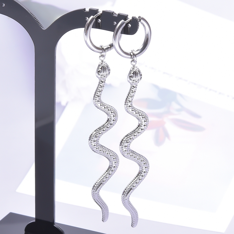Flamingo Schlange Ohrring durchbohren Edelstahl Ohrringe Für Frauen Männer Zubehör Rose Schädel Ohr Ringe Reifen Pendientes Mujer