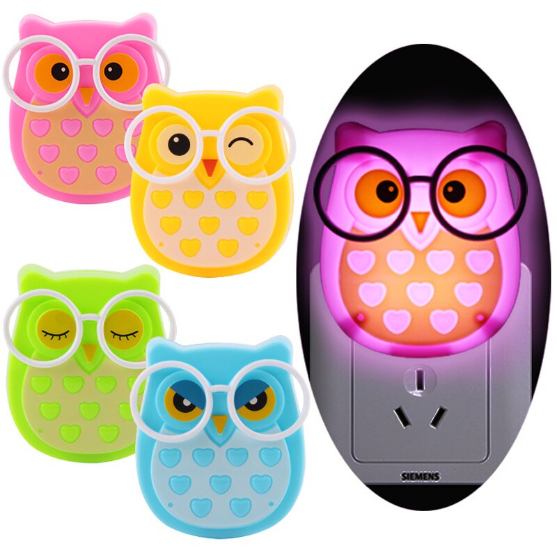 Owl Night light Automatic Sensor Light Control Lamp Toys for Kids Baby Room Led Lamp Animal Socket Veilleuse LED Decoration Toys