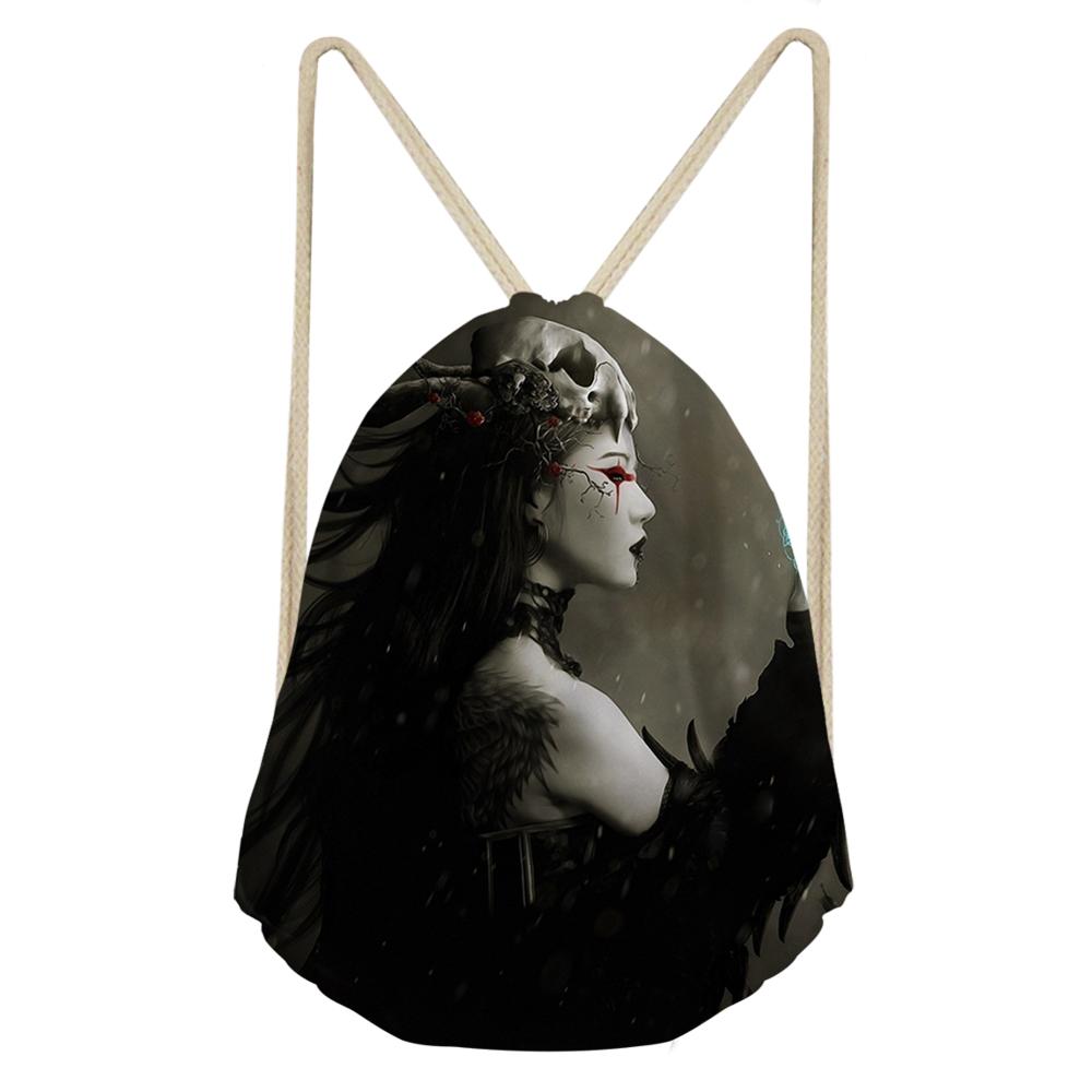 Gothic Dark Art Koord Tassen Voor Vrouwen Meisjes Trekkoord Rugzak Rugzak Black Travel Opslag Pouch Mochila Bundel Zak: CDGX921Z3