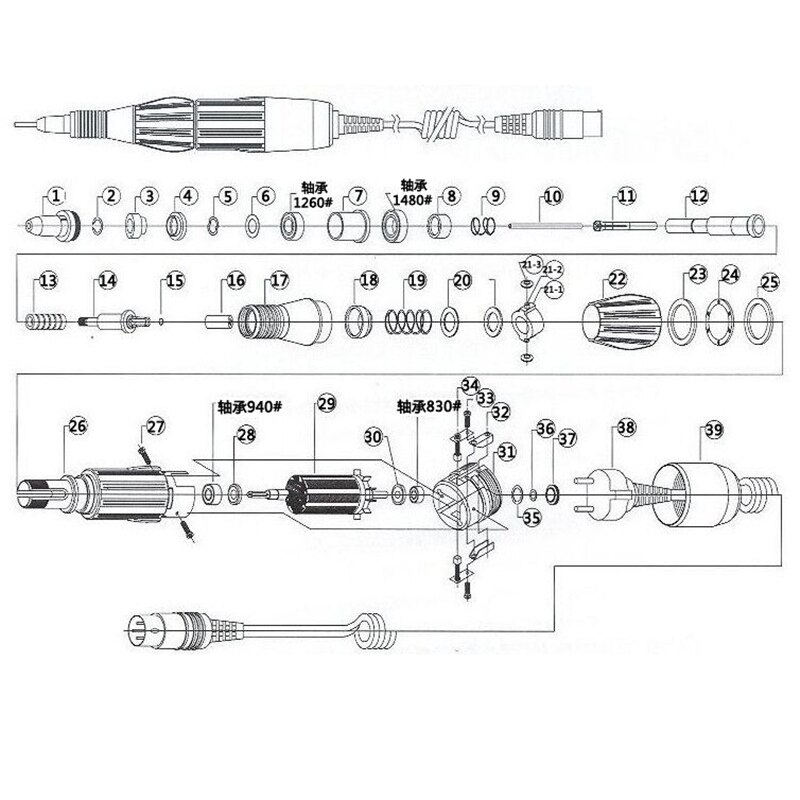 STRONG 210 102L 105L Marathon H37L1 35K 40K Micromotor Handpiece Ball Bearing FOR Electric nail machine handle accessories