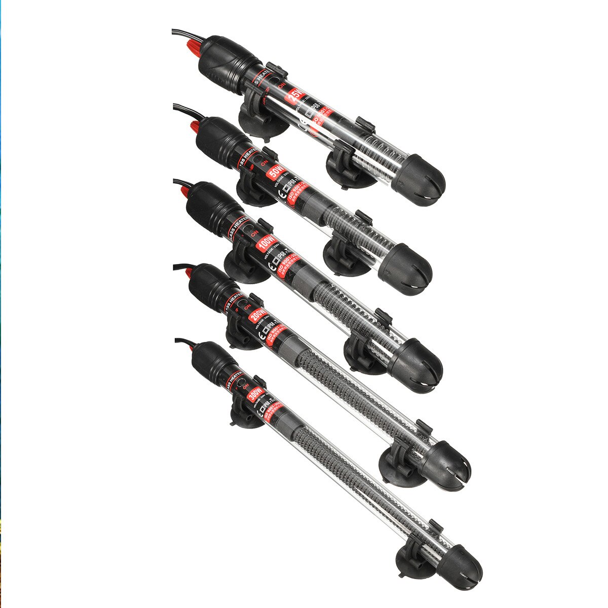 300w/200w/100w/50w/25w Aquarium Heater Fish Tank Submersible Heating Rod Constant Temperature Heater US Plug with Adapter