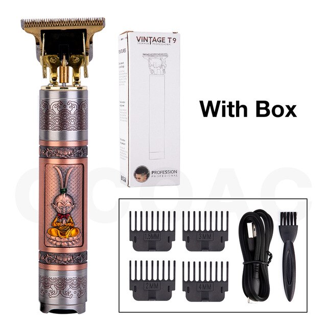 Elektrische tondeuse, tondeuse voor mannen, draadloos scheerapparaat, trimmer voor 0mm kappers, tondeuse voor baard, baardtrimmer: Sunwukong-usb-box