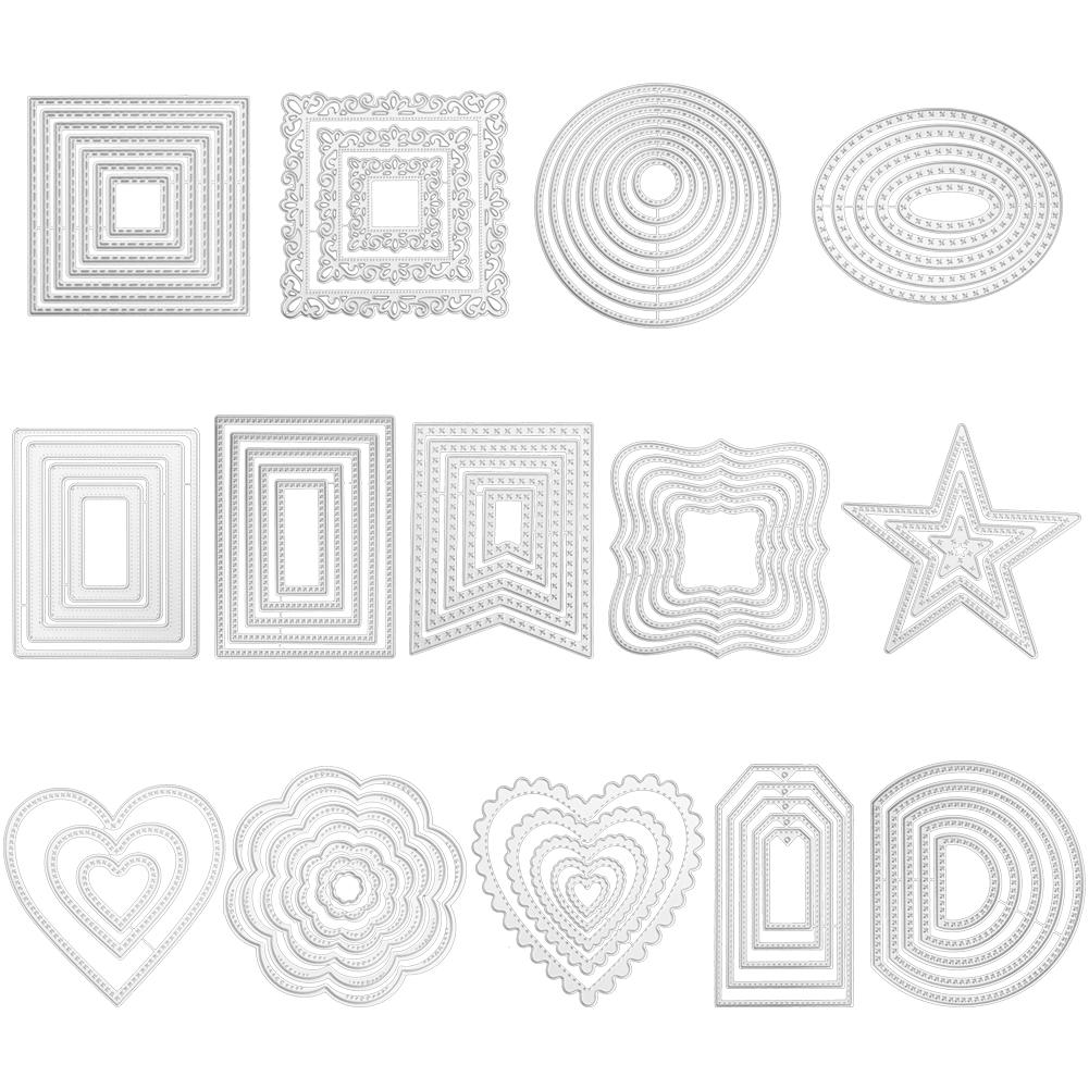 Metall Schneiden Stirbt Kreis Rahmen Schablonen für DIY Scrapbooking Präge Papier Hochzeit Karten Sterben Schnitte Foto Album Machen Handwerk