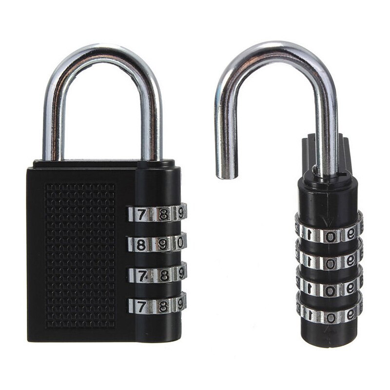 80*40*13mm 4 Dial Digit Combination Lock Heavy Duty Weatherproof Security Padlock Outdoor Gym Safely Code Lock Black