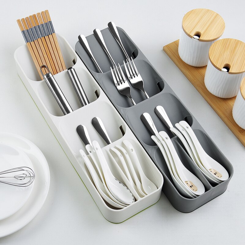 Plastic Knife Holder Kitchen Drawer Organizer Tray Knife Stand Organizer 18 Slots Knives Utensil Rack Storage Cabinet Tool
