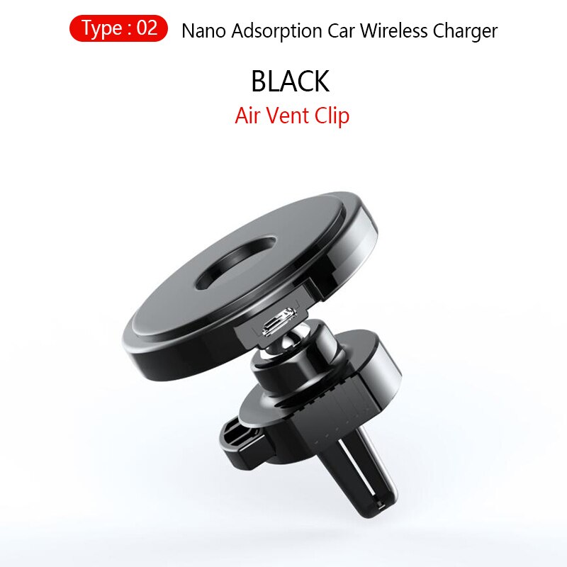 10W Qi Wireless Charger Nano Adsorption Car Stand Holder for iPhone 11Pro Xs Max X 8 Airpods Pro 2 Samsung Wireless Charging: Type 2 Air Vent Clip