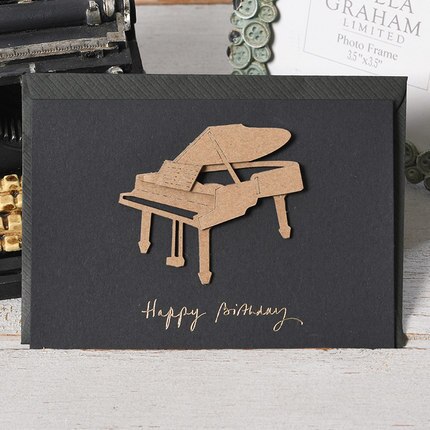 Vintage Kleine Kaart Uitnodiging Kids Party Verjaardagskaart Dad Vaderdag Mini Card: Piano