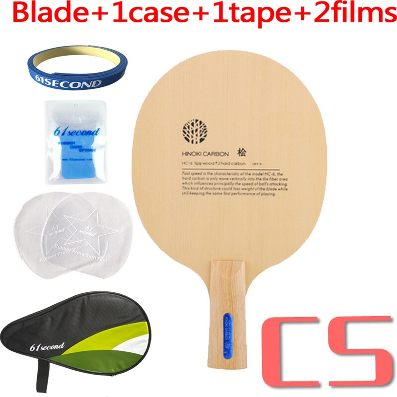 SANWEI HC6S Hinoki hoja de tenis de mesa de carbono/hoja de ping pong/bate de tenis de mesa: CS with HM case