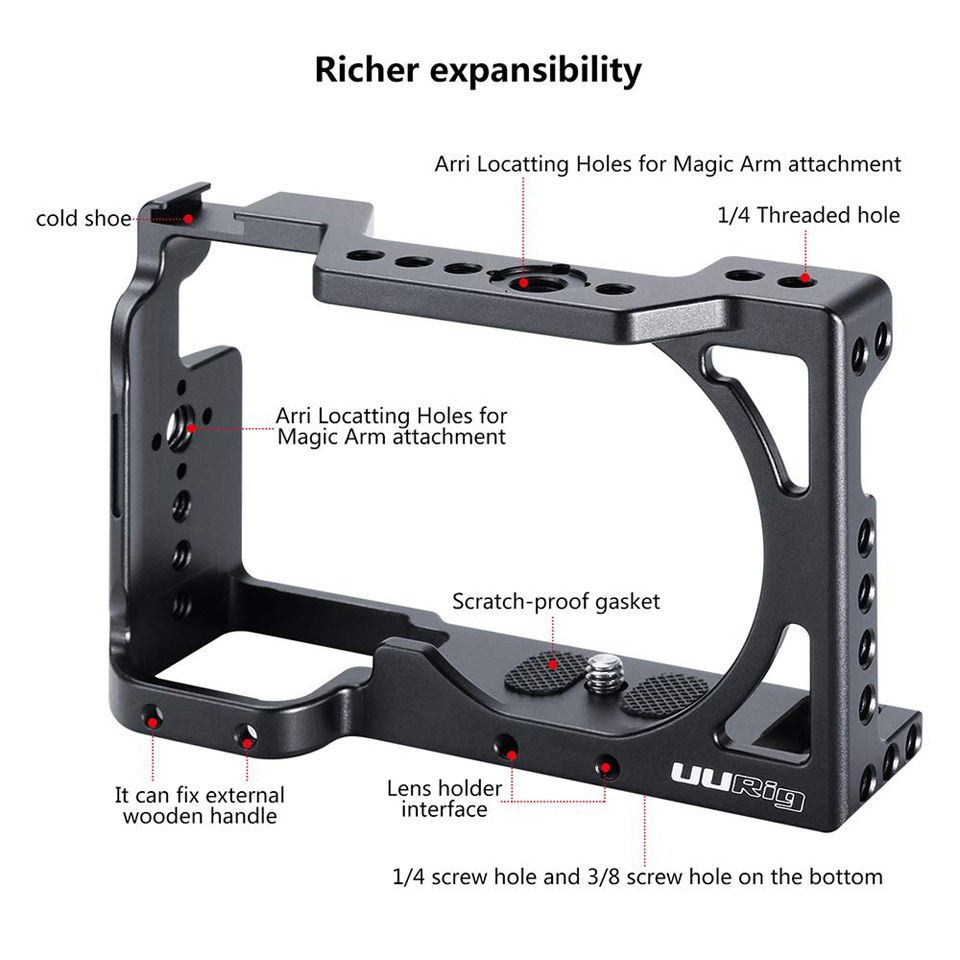 Handheld Video Metall Käfig Kit mit Top Griff Grip für Sony A6400 A6300 Professionelle Mikrofon/Video Licht Verlängerung Montage W Kalten Schuh, video Vlog Film, Der, Arri Ortung Loch