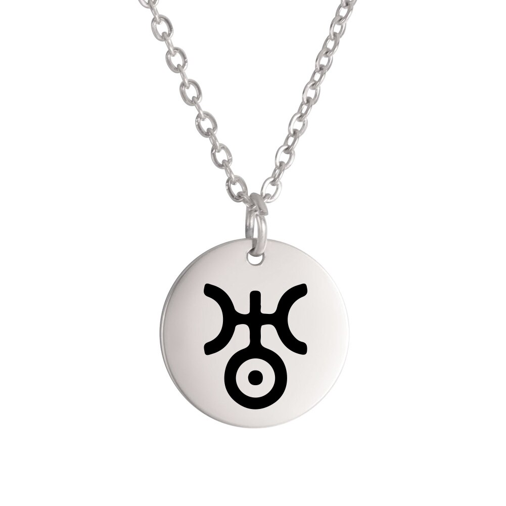 Dawapara Planeet Symbool Amulet Kleine Charme Ketting Jupiter Saturnus Pluto Neptunus Planetaire Alchemische Symbolen Roestvrij Staal