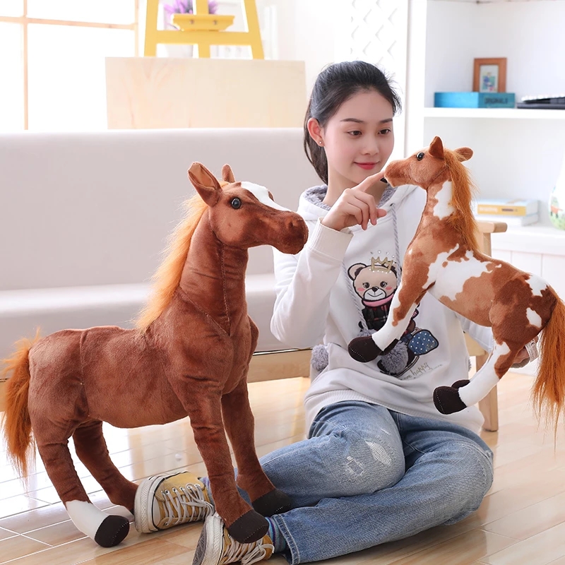 30-90cm 4 estilos caballo de simulación de peluche de juguete de peluche Animal realista muñeca bebé niños tienda de casa decoración Triver juguete de