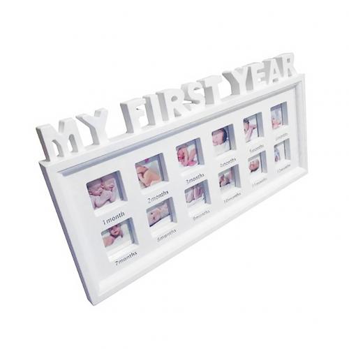 DIY 0-12 Month Baby Pictures Display Photo Frame Souvenir Growing Memory: White
