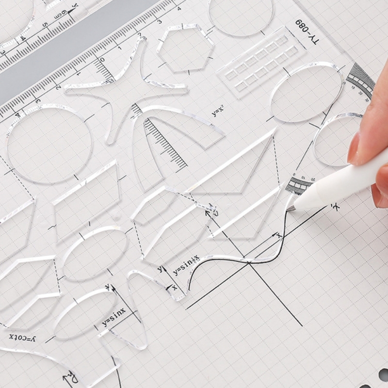 1 Pc Clear Geometry Ruler Architectural Templates Drawing Template Template Architecture Hollow Drafting Ruler Shapes