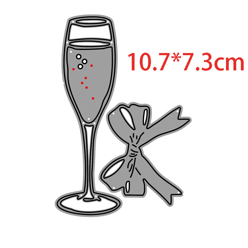 Ch vin glass og blomster metall kutte dies 3d diy scrapbooking karbon skarp håndverk dør foto invitasjonskort dekorasjon: 4