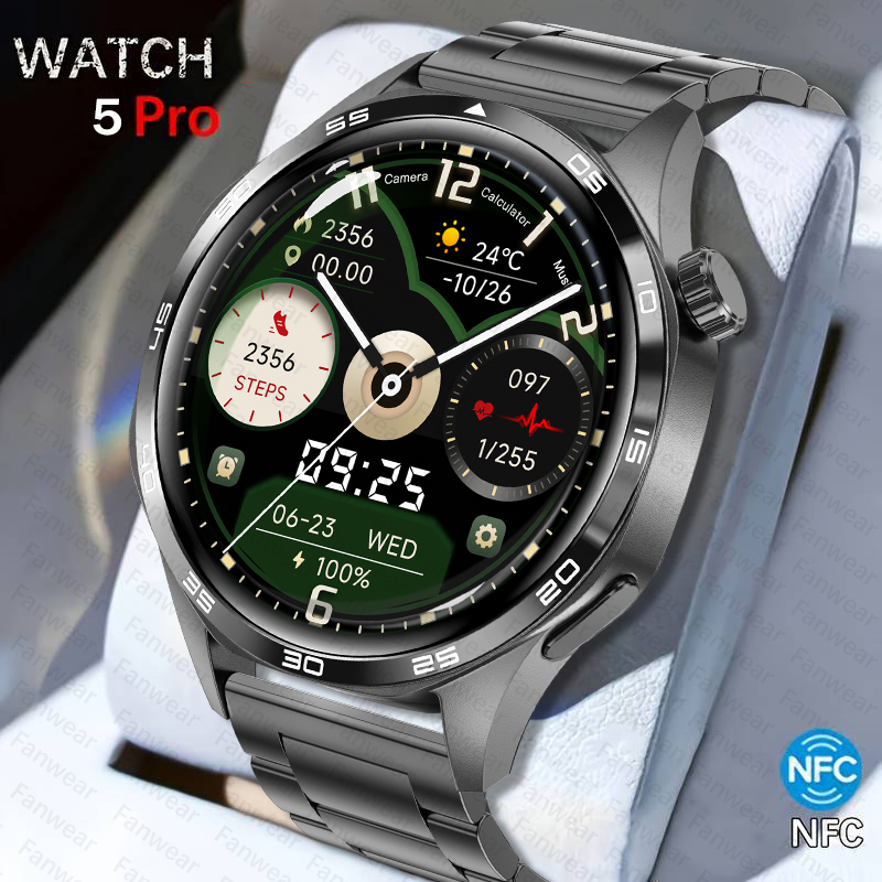 2025 novo relógio inteligente esportivo masculino para huawei relógio gt5pro gps trajetória bússola 100 + modo esportivo nfc bluetooth chamada ai voz