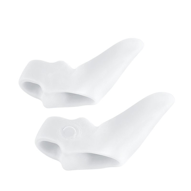 2 Stuks = 1 Paar Siliconen Teen Separator Twee Gaten Pedicure Protector Gel Hallux Valgus Correctie Orthopedische Straightener Voeten Zorg: White For Adult